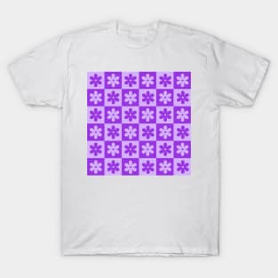 Floral Checkered Pattern in Purple T-Shirt